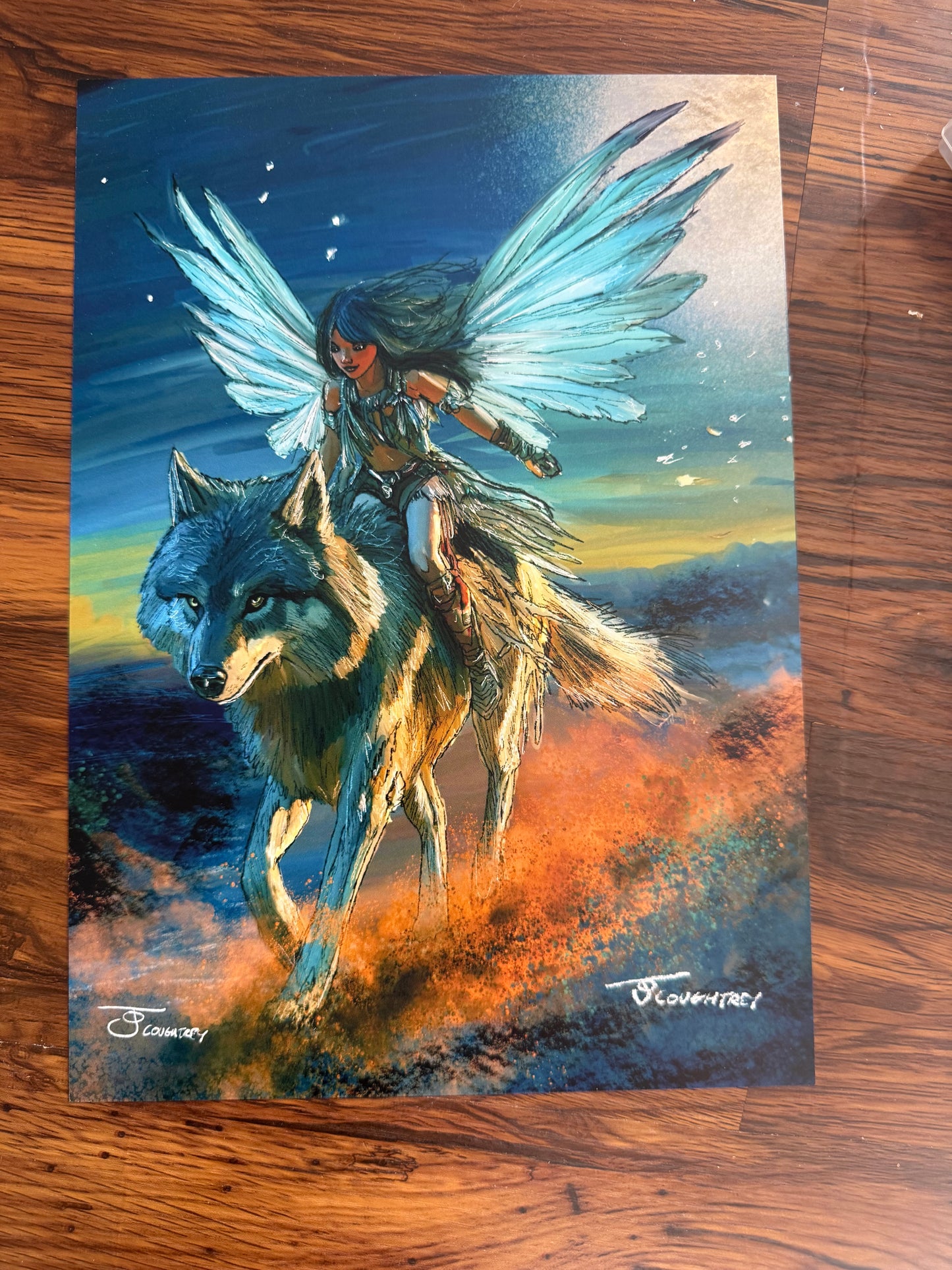 Fairy Wolf Rider – A4 Fantasy Art Print