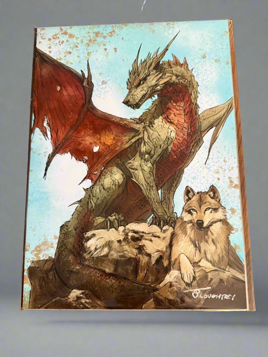 Dragon & Wolf Fairy Art Print