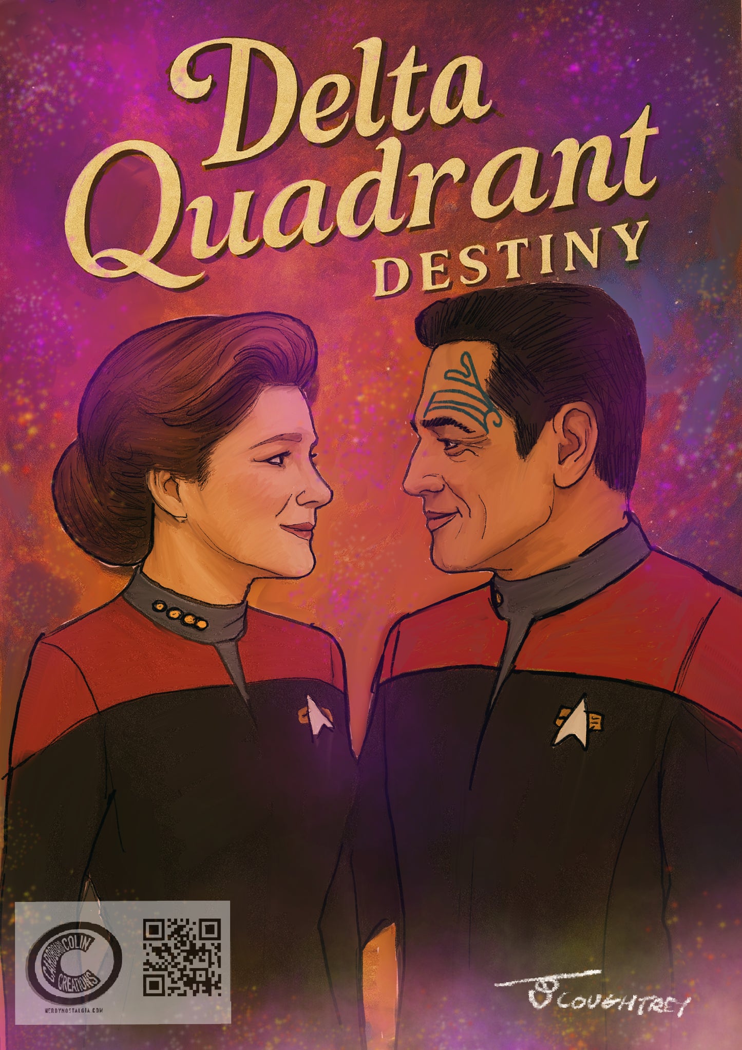 Delta Quadrant Destiny – Janeway & Chakotay A3 Art Print Limited Edition