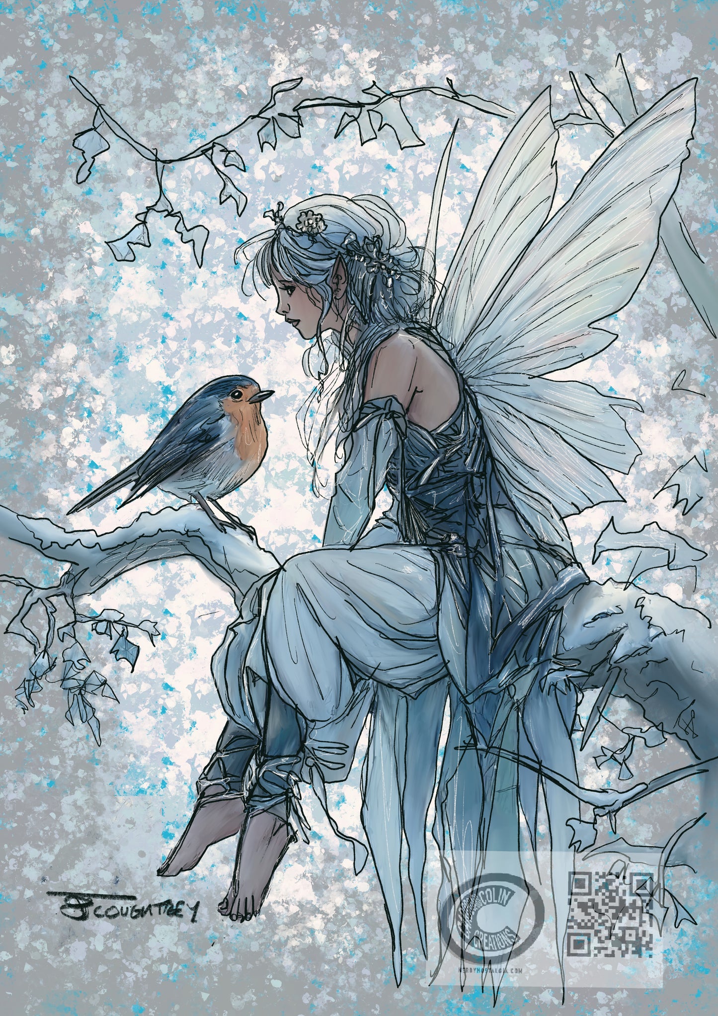Winter Whispers Fairy & Robin Art Print – by Cardboard Colin