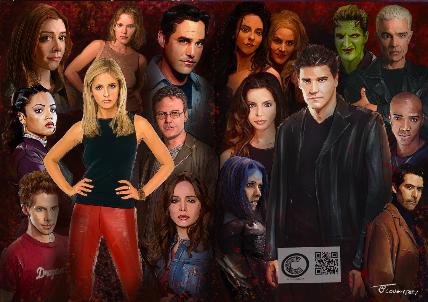 Buffy & Angel Tribute Art Print – by Cardboard Colin