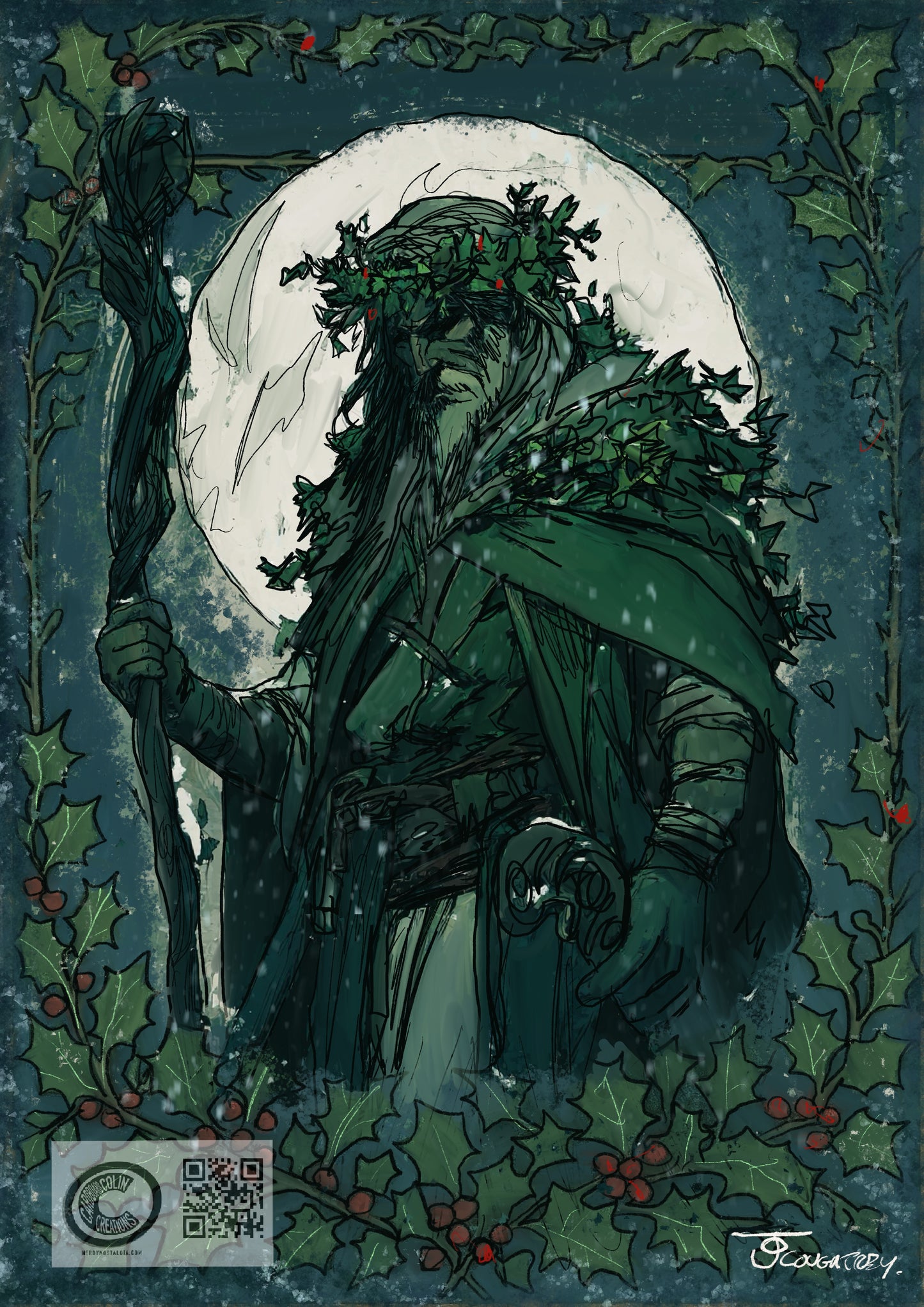 Yule Green Man Art Print – by Cardboard Colin