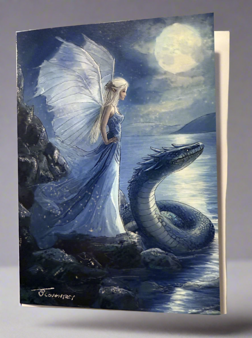 Sea Serpent Fairy Card (Blank) with Envelope
