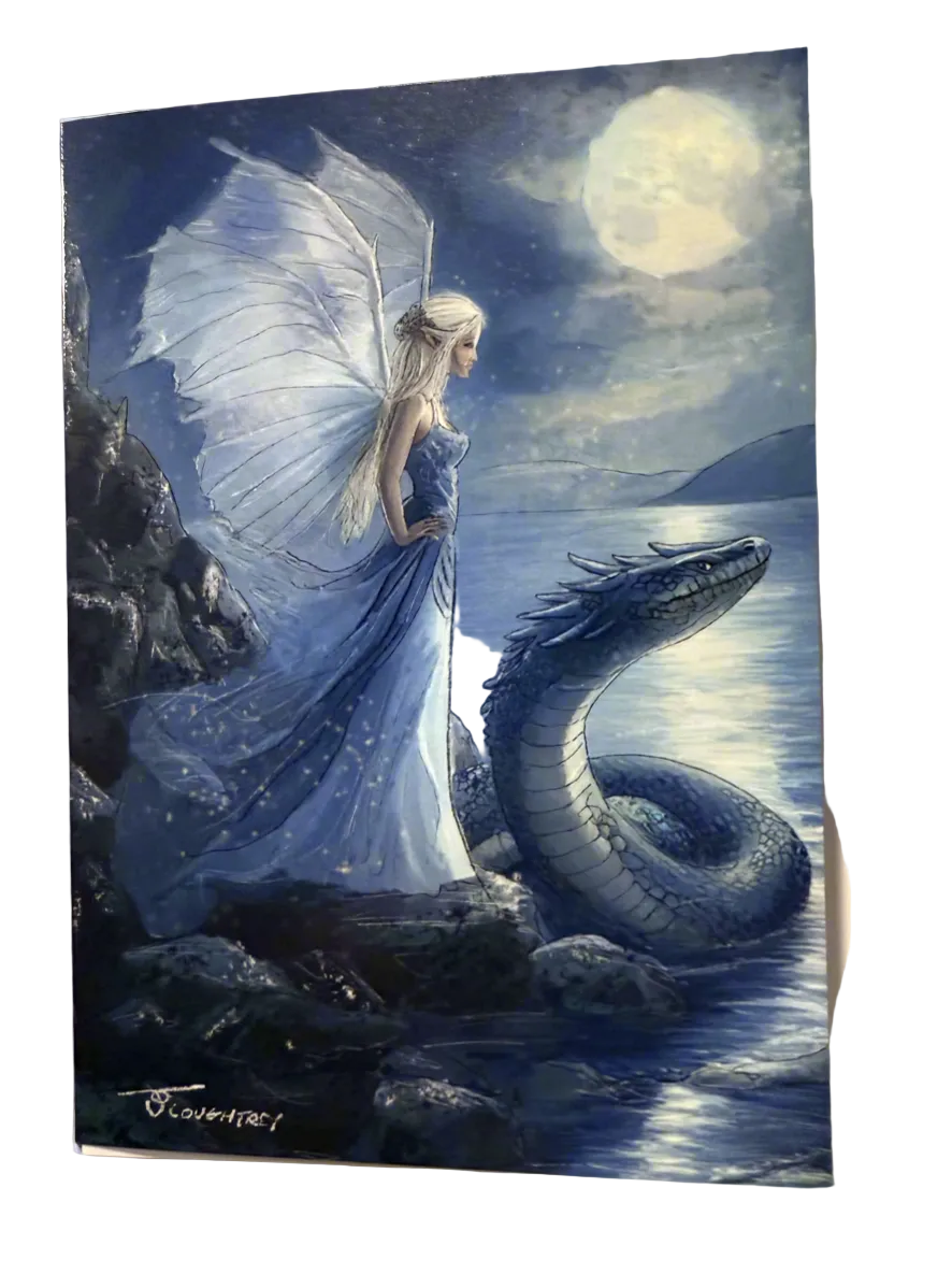 Moonlit Dragon – Fantasy Greeting Card (Blank Inside)