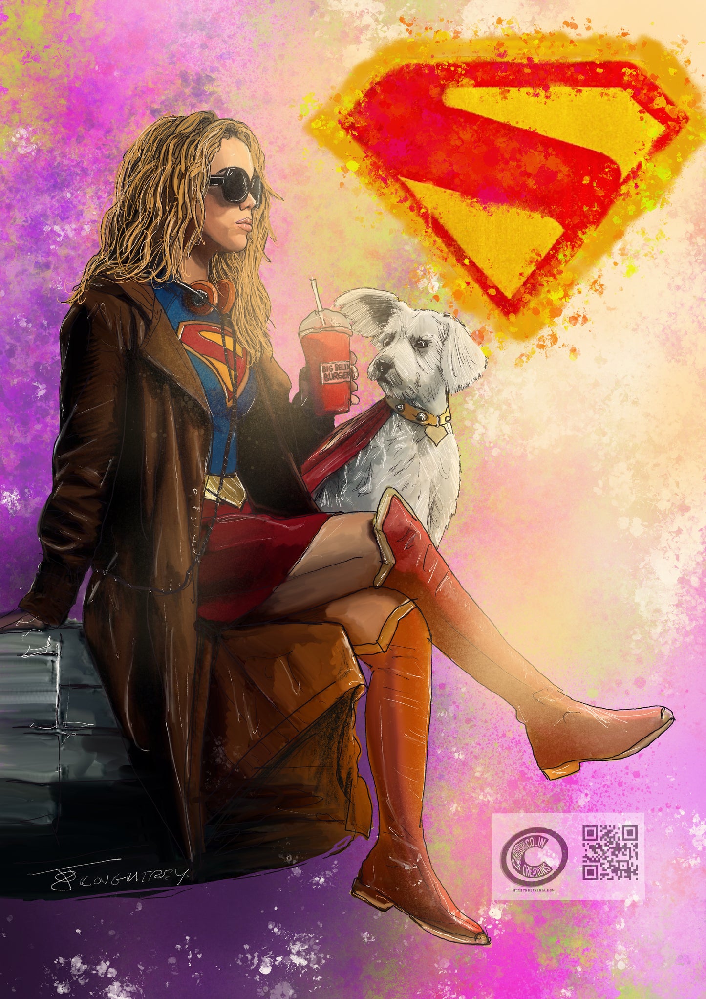 Supergirl Tribute Art Print By Cardboard Colin