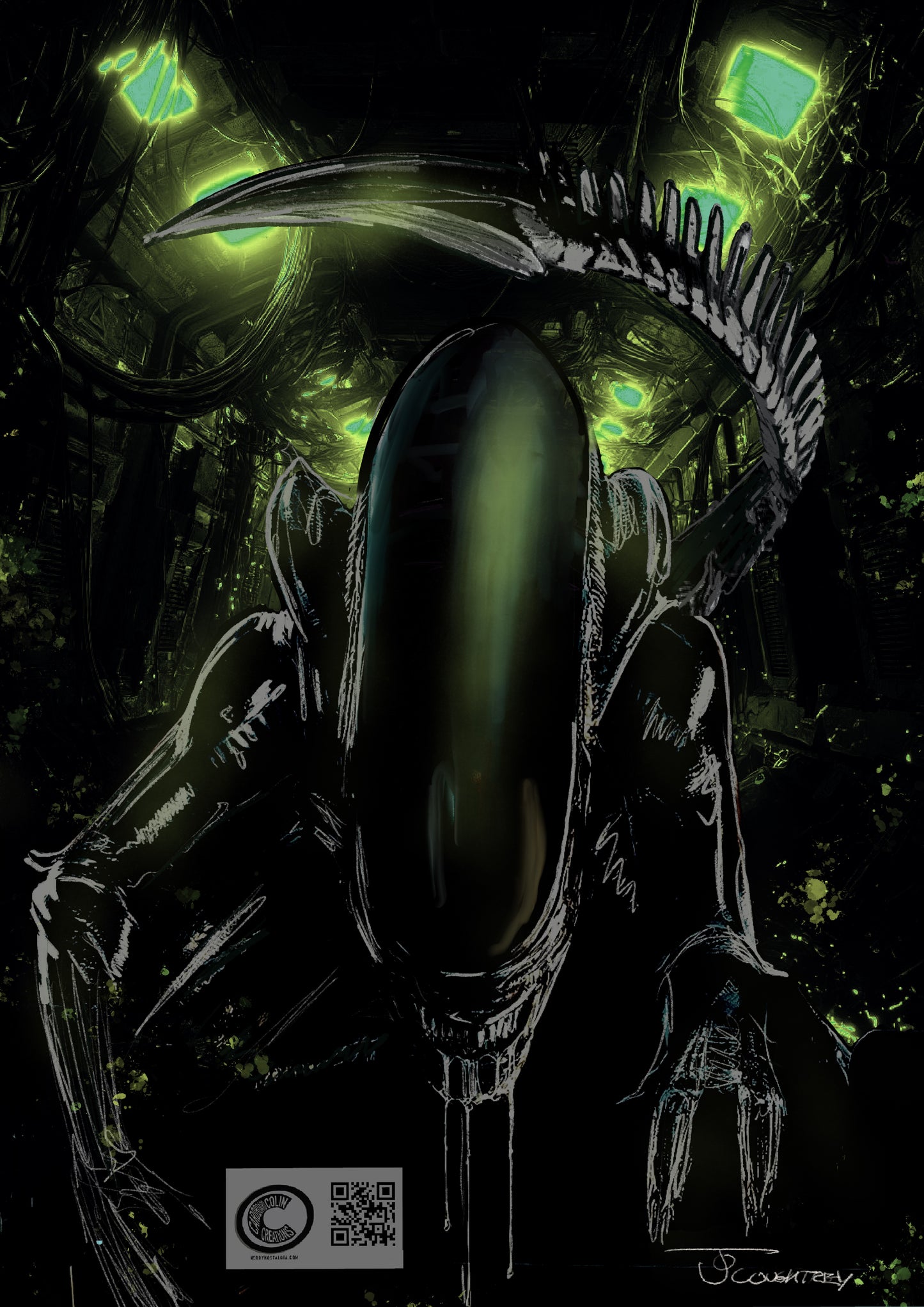 Alien Xenomorph Art Print – by Cardboard Colin