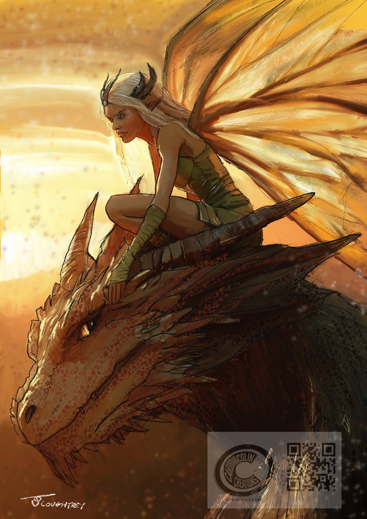 Dragon Rider – A4 Fantasy Art Print