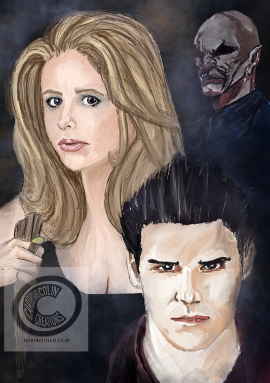 Buffy & Angel Art Print