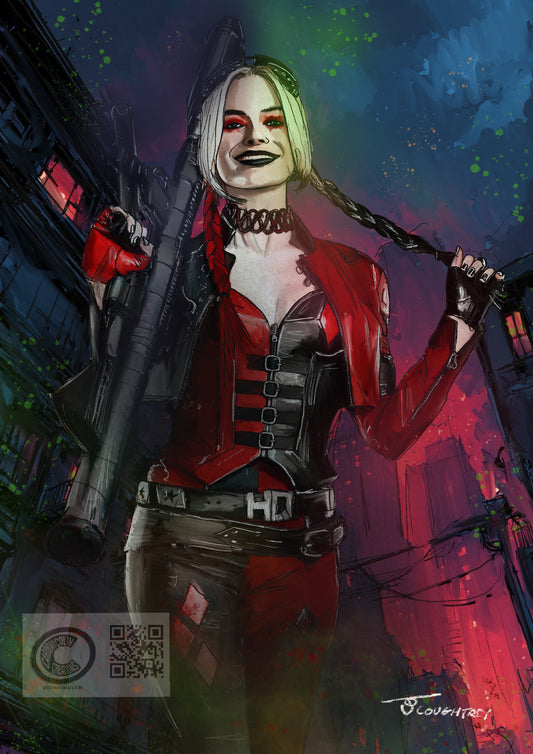 Harley Quinn Tribute Art Print – by Cardboard Colin