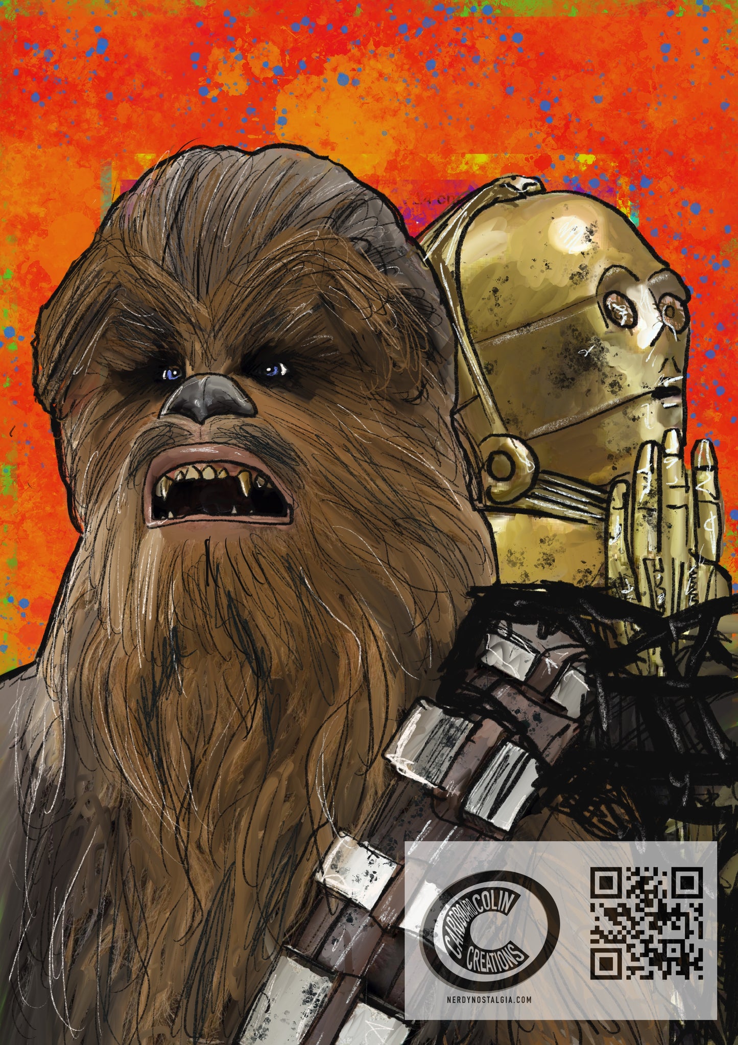 Chewbacca C3PO (ESB) Art Print