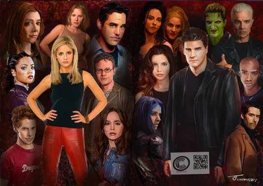 Buffy & Angel Tribute Art Print – by Cardboard Colin