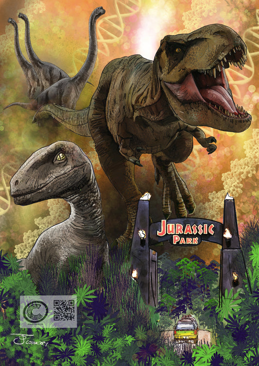 Jurassic Park Tribute Art Print By Cardboard Colin Creations