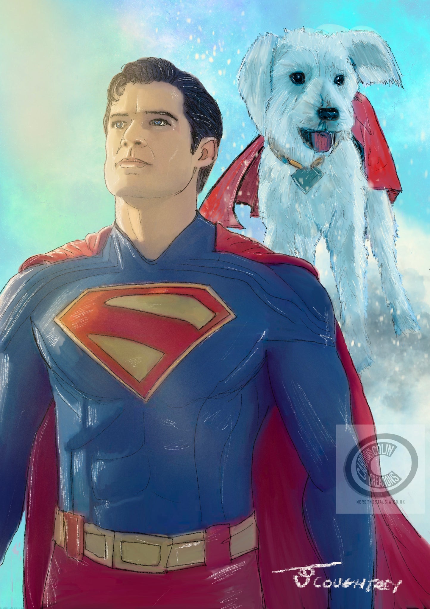 Superman and Krypto Art Print