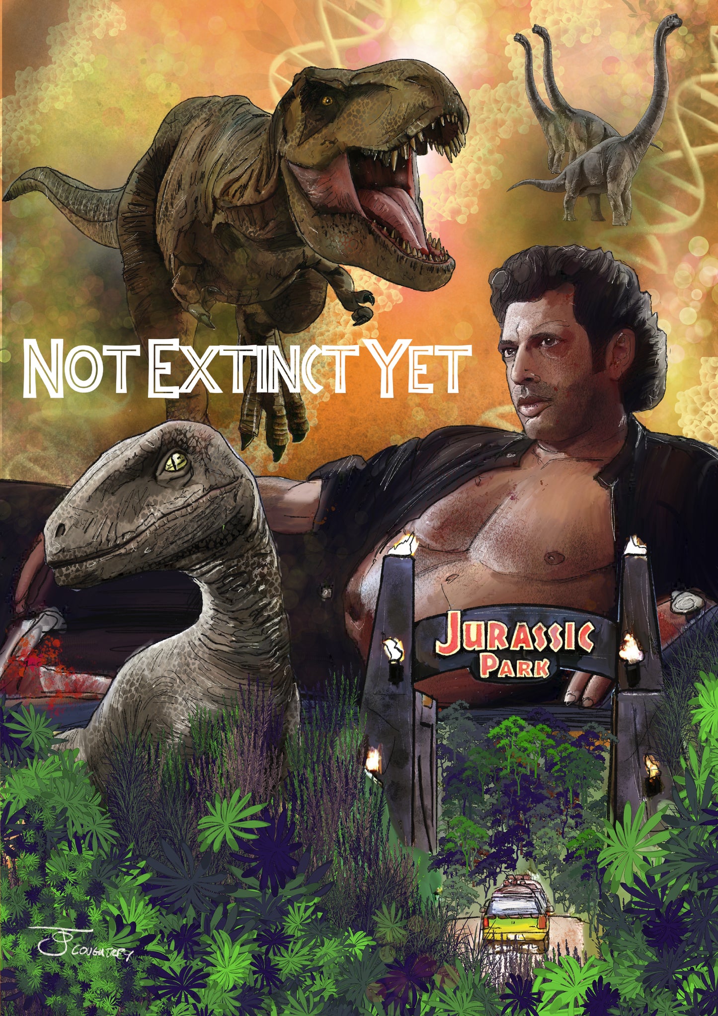 Not Extinct Yet – Jurassic Park Greeting Card (Blank inside, with envelope)