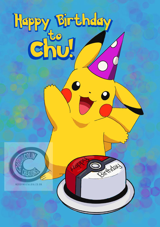 Happy Birthday to Chu Pokémon  Birthday Card (Blank) with Envelope