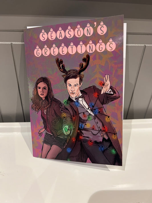 11th Doctor Who And Amy Pond Christmas Card  (blank) with Envelope
