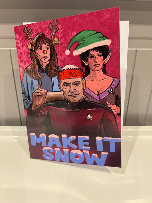 Make It Snow Star Trek Christmas Card (blank) with Envelope