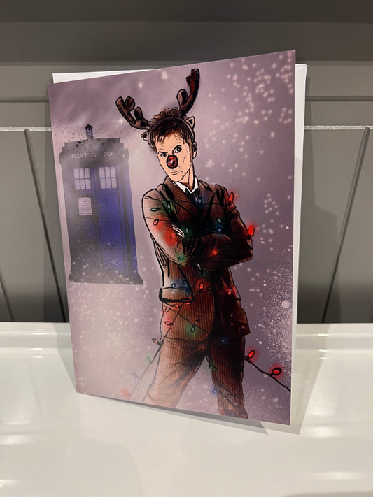 10th/14th Doctor Who Christmas Card (blank) with Envelope
