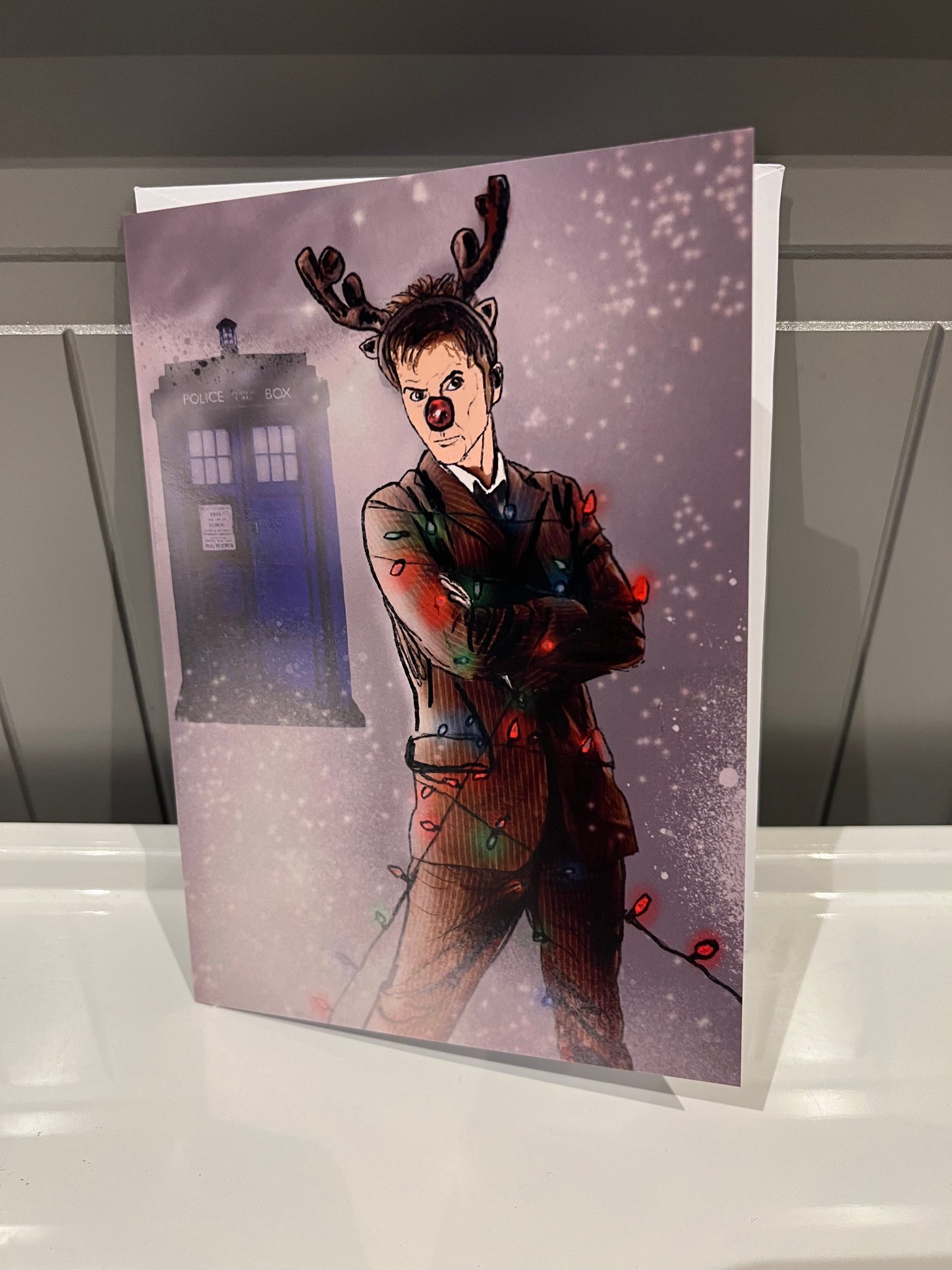 10th Doctor – Timey-Wimey Christmas Card (Blank inside, with envelope)