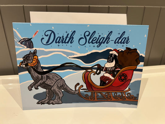 Darth Sleigh-Dar Christmas Card (blank) with Envelope