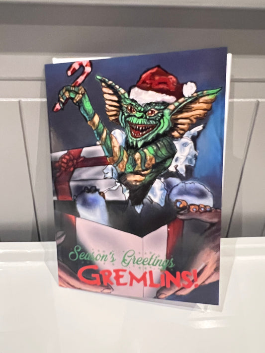 Seasons Gremlins Christmas Card (blank) with Envelope