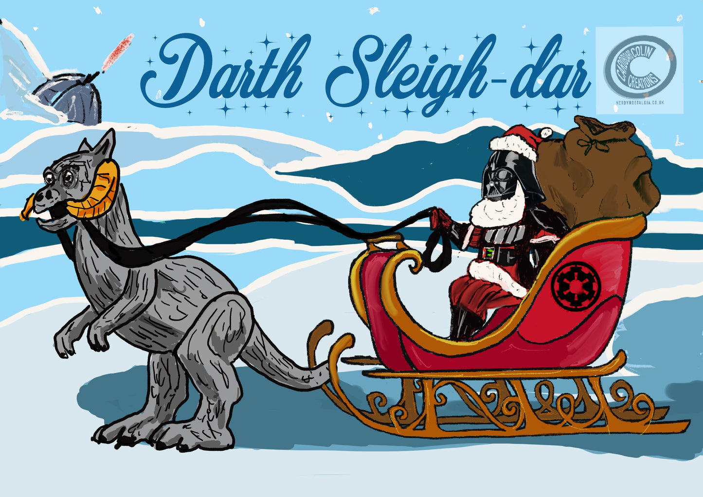 Darth Sleigh-Dar Christmas Card (blank) with Envelope