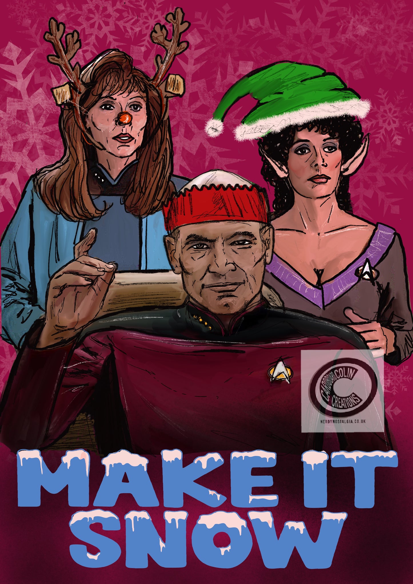 Make It Snow Star Trek Christmas Card (blank) with Envelope