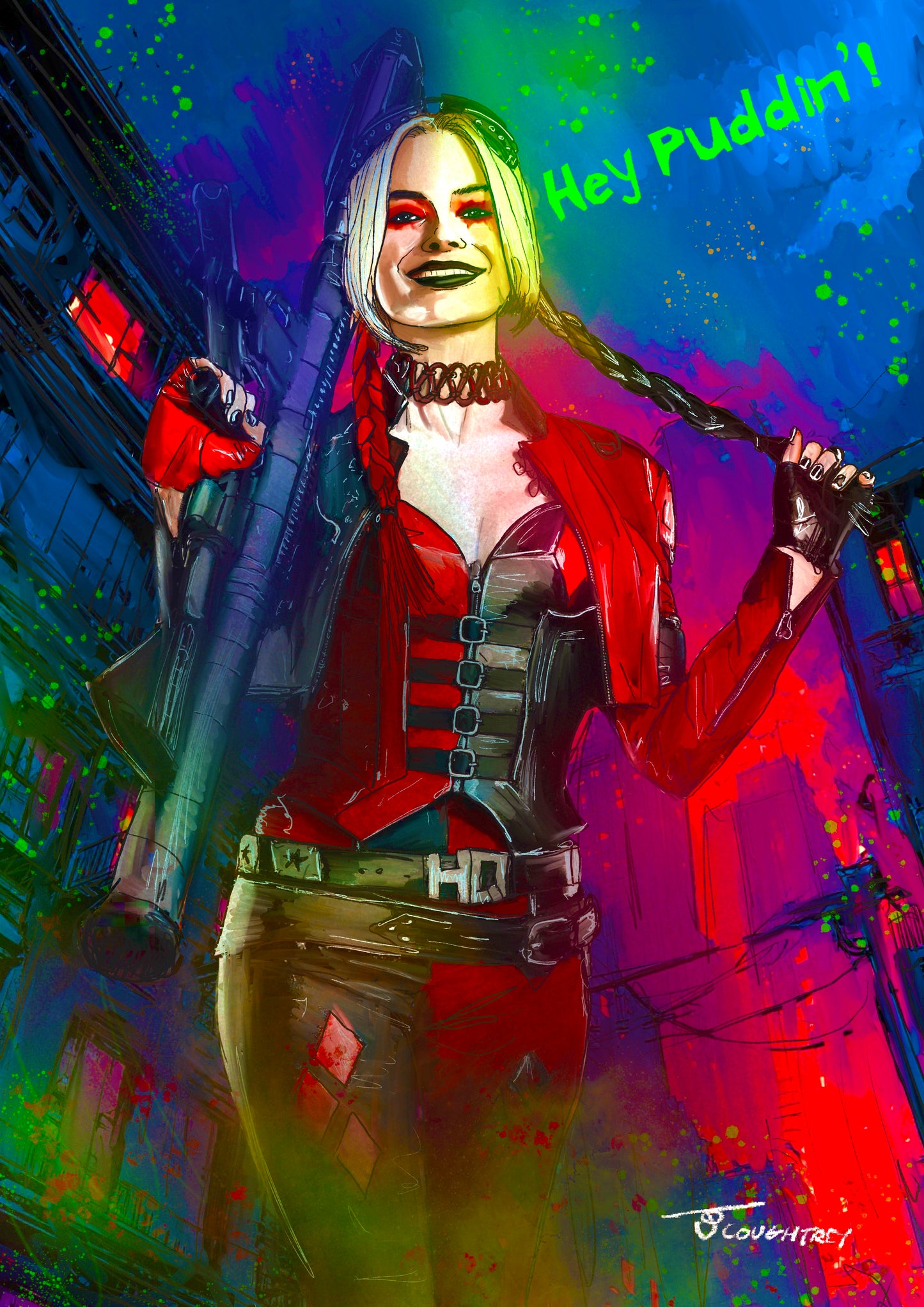 Hey Puddin’! – Harley Quinn Greeting Card (Blank inside, with envelope)